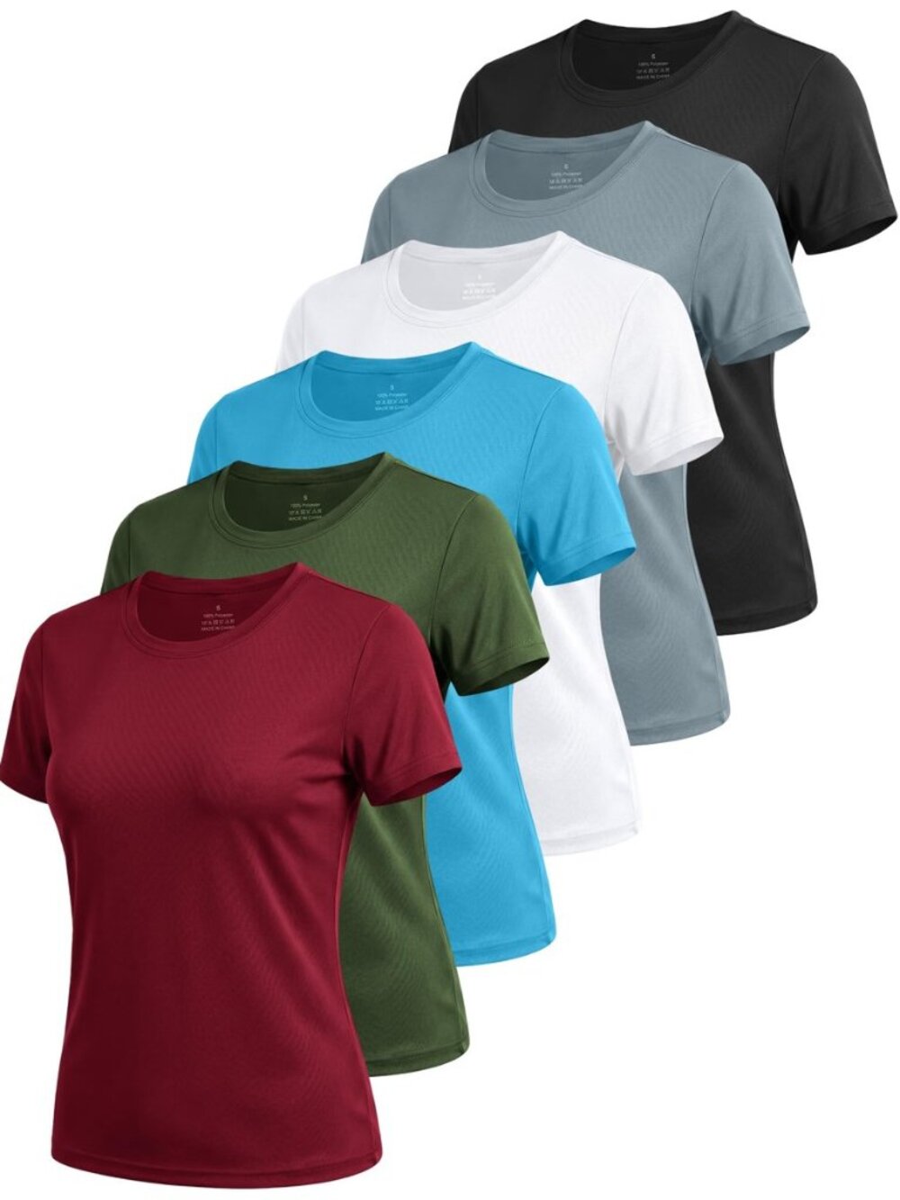 6 Pack Workout Tops for Women Short Sleeve Athletic Quick Dry T Shirts